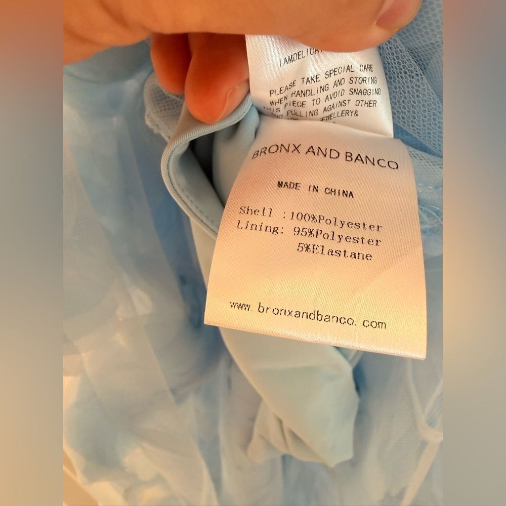 NWOT BRONX AND BANCO Rosalie Powder Blue Gown, wedding guest max dress - Picture 16 of 16